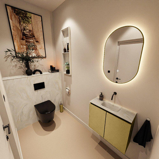 MONDIAZ TURE-DLUX Meuble toilette - 60cm - Oro - EDEN - vasque Ostra - position centrale - sans trou de robinet