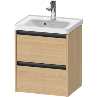 Duravit Ketho 2 wastafelonderbouwkast met 2 laden 48.4x37.5x54.9cm met grepen antraciet natuur eiken mat