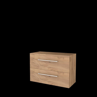 Basic-Line Start 46 ensemble de meubles de salle de bain 100x46cm avec poignées 2 tiroirs plan vasque mfc whisky oak