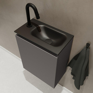 Mondiaz TURE Meuble lave-mains 40x23x50cm 1 trou de robinet 1 porte Dark grey mat Lavabo Eden Droite Solid Surface Noir
