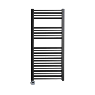 Sanicare Elektrische Radiator - 111.8x60cm - 730W - design - thermostaat - chroom - linksonder - mat zwart