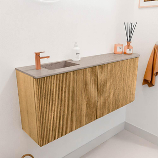 Mondiaz JOYA-DLUX 101.6cm meuble de salle de bains avec WC - arrondi droit couleur Chêne - Vasque FAYE position Gauche 1 trou de robinet couleur Saba