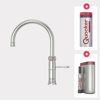 Quooker Classic Fusion Round kokendwaterkraan - draaibare uitloop - PRO3 incl. Cube reservoir - Warm / kokend / bruisend / gefilterd water - RVS