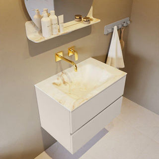 Mondiaz VICA-DLUX ensemble de meuble de salle de bain - 70cm - meuble sous-vasque lin - 2 tiroirs - lavabo encastrée nuage milieu - sans trous de robinet - version haute de 60cm - frape