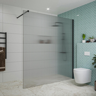 FugaFlow Eccelente Vetro Douche à l'italienne - 180x200cm - verre nervuré - Noir mat