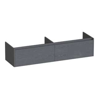 BRAUER Embrace wastafelonderkast - 159.8x35x45.5cm - 2 softclose lades - greeploos - 2 sifon uitsparingen - Timber Grey