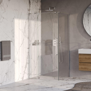 BRAUER Stellar Cabine de douche - 100x90x200cm - porte battante - traitement verre - réversible - verre clair - Chrome