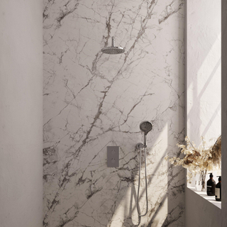 Ensemble de douche à encastrer Brauer Chrome Carving - douche principale 20 cm - bouton Carving - douchette ronde 3 positions - chrome