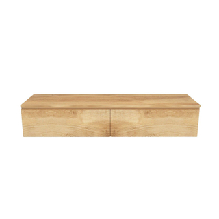 Arcqua living meuble 160x46x30cm 2 tiroirs sans poignée panneau de particules mélaminé chêne naturel