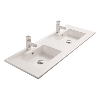 Thebalux wastafel slimline 120cm keramiek 2x kom 2x kraangat
