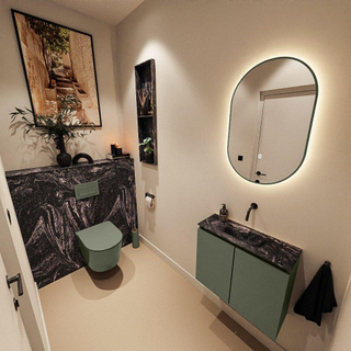 MONDIAZ TURE-DLUX Meuble toilette - 60cm - Army - EDEN - vasque Lava - position centrale - sans trou de robinet