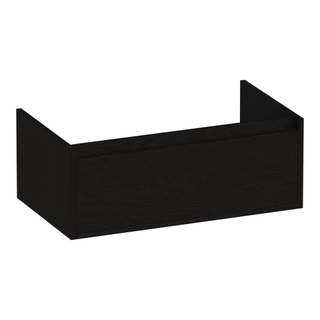 BRAUER Hope wastafelonderkast - 80x30x45.5cm - 1 softclose lade greeploos - 1 sifon uitsparing - Timber Black