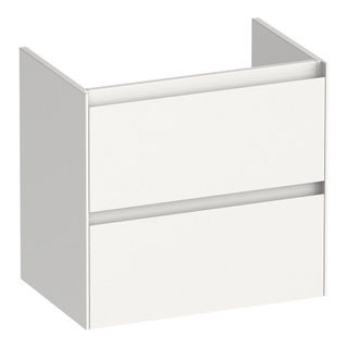 BRAUER Inspire meuble sous lavabo peu profond 60 2 tiroirs softclose - sans poignée - 1 découpe pour le siphon - brillant blanc