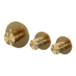Brauer Gold Edition inbouwthermostaat - met inbouwdeel - 3 gladde knoppen - PVD - geborsteld goud