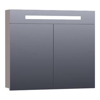 BRAUER Promise spiegelkast - 80x70x15cm - met directe verlichting - 2 enkelzijdige spiegeldeuren - mat taupe