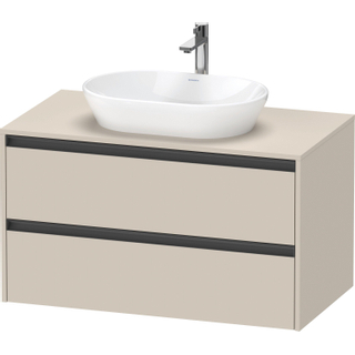 Duravit ketho 2 meuble sous lavabo avec plaque console avec 2 tiroirs 100x55x56.8cm avec poignées anthracite taupe super mat