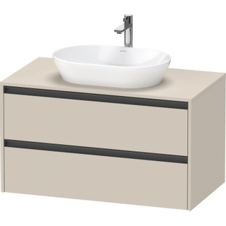 Duravit Ketho 2 wastafelonderbouwkast incl. consoleplaat met 2 laden 100x55x56.8cm met handgrepen antraciet taupe supermat