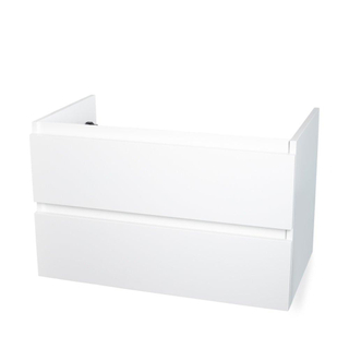 Saniclass Solution Ensemble meuble salle de bain 80x51.5x45.5cm avec lavabo en pierre fine 1 trou de robinetterie blanc mat
