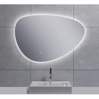 Wiesbaden Uovo Miroir 80cm asymétrique avec chauffe miroir et éclairage LED autour à intensité réglable