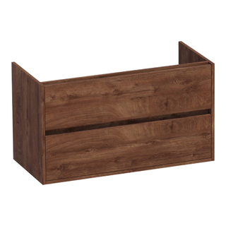 BRAUER Adore wastafelonderkast - 100x46x55cm - 2 softclose lades - greeploos - 1 sifon uitsparing - Forest Cacao