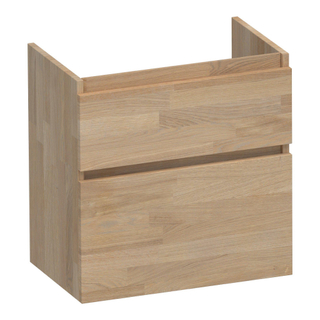 BRAUER Delight wastafelonderkast ondiep - 60x39x60cm - 2 softclose lades - greeploos - 1 sifon uitsparing - massief eiken - vingerlas eiken grijs
