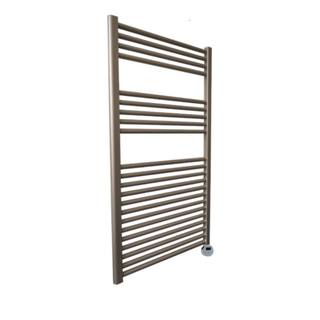 Sanicare Elektrische Radiator - 111.8x45cm - 596W - design - thermostaat - chroom - rechtsonder - inox look (zilver)