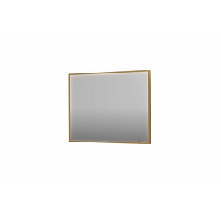 INK SP19 miroir - 100x4x80cm rectangulaire en cadre acier incl dir LED - chauffage - changement de couleur - dimmable et interrupteur - brossé or mat