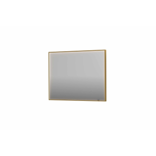 INK SP19 spiegel - 100x4x80cm rechthoek in stalen kader incl dir LED - verwarming - color changing - dimbaar en schakelaar - geborsteld mat goud