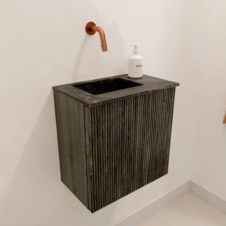 Mondiaz JOYA-DLUX 40cm toiletmeubel - kleur Shadow - Wastafel FAYE positie Links Zonder kraangat kleur Lava.