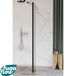 FugaFlow Eccelente Vetro Paroi latérale - 30x200cm - verre satiné - 8mm - avec profilé d'angle - Noir mat