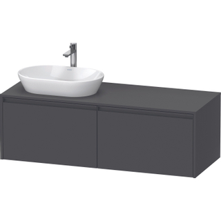 Duravit ketho 2 meuble sous lavabo avec plaque console et 2 tiroirs pour lavabo à gauche 140x55x45.9cm avec poignées anthracite graphite mat