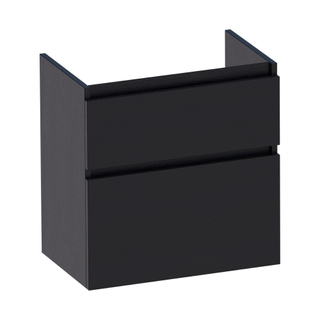 BRAUER Advance Small Wastafelonderkast - 60x39x60cm - 2 softclose greeploze lades - 1 sifonuitsparing - MFC - black wood