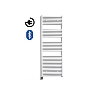 Sanicare radiateur électrique design 172 x 45 cm 920 watts thermostat bluetooth chrome en bas à gauche blanc