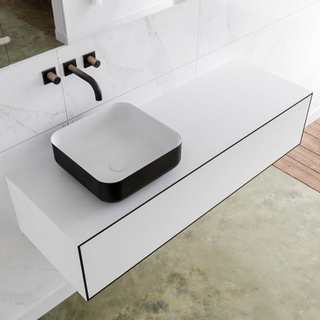 Mondiaz Lagom Meuble salle de bains 130x30.9x45cm Solid Surface Urban 1 tiroir avec lavabo BINX vasque à poser Gauche sans trous de robinet