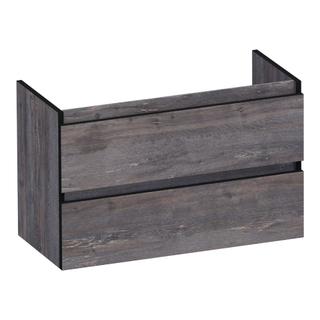 BRAUER Joy Edge wastafelonderkast ondiep 80 2 softclose lades - greeploos - 1 sifon uitsparing - Driftwood