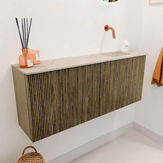 Mondiaz JOYA-DLUX 100cm toiletmeubel - kleur Dusk - Wastafel FAYE positie Rechts Zonder kraangat kleur Frappe.