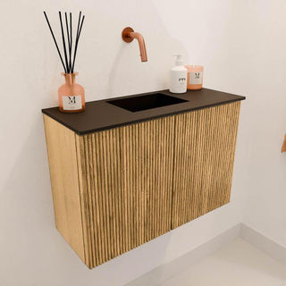 Mondiaz JOYA 60cm toiletmeubel - kleur Oak - Wastafel FAYE positie Midden Zonder kraangat kleur Urban.