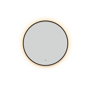 FugaFlow Eccelente Arredo Miroir avec éclairage rond diamètre 80cm avec éclairage LED indirect avec chauffe miroir et interrupteur infrarouge noir mat