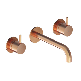 Hotbath Cobber afbouwdeel wastafelmengkraan 3 gats en 18 cm uitloop geborsteld koper SHOWROOMMODEL