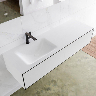 Mondiaz Lagom Meuble avec 2 tiroirs 140x30x45cm vasque Cloud gauche 1 trou de robinet Solid Surface Urban