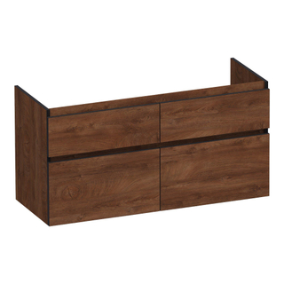 BRAUER Delight Edge meuble sous lavabo 120 4 tiroirs softclose - sans poignée - 2 découpes pour siphon - Forêt Cacao