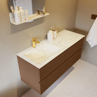 Mondiaz VICA-DLUX ensemble de meuble de salle de bain - 120cm - meuble sous-vasque repos - 2 tiroirs - lavabo encastré cloud gauche - 1 trou de robinet - version haute de 60cm - opalo