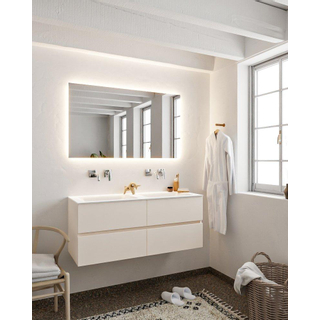 Mondiaz VICA ensemble de meuble de salle de bain - 120cm - meuble sous-vasque lin - 4 tiroirs - lavabo nuage double - sans trou de robinet - miroir LED - version XL 60cm de haut