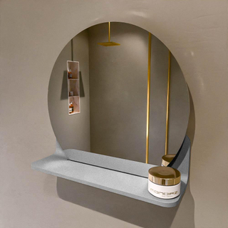 Mondiaz SPOT Badkamerspiegel - rond 40cm - spiegelplanchet - kleur Plata