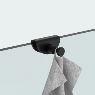 FugaFlow Eccelente Accroche-serviette pour paroi en verre - compatible avec verre de 8mm - noir mat