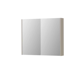 INK Spk2 armoire de toilette 90x14x74cm 2 portes miroir double face interrupteur et prise mdf laqué mat gris cachemire