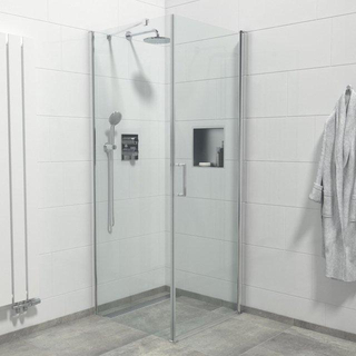 Saniclass Neptune Cabine de douche carrée 90x90x200cm 1 porte pivotante avec paroi latérale verre de sécurité 6mm anti-calcaire chrome