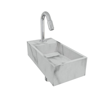 Wiesbaden Noble fonteinset links Solid surface 36x18x10cm marmer wit incl. Victoria luxe fonteinkraan chroom