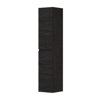 INK Badkamerkast - 35x37x169cm - 2 deuren - links en rechtsdraaiend - greeploos - houten keerlijst - MFC Houtskool eiken