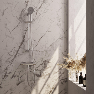 Robinet de douche encastré Brauer Chrome - barre de douche - 1 fonction - 2 boutons avec relief - douchette ronde 3 positions - chrome